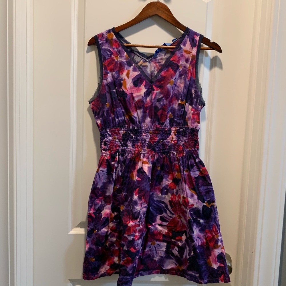 Vera Wang Flower Pattern Multicolored Dress Size PXL with Side Pockets